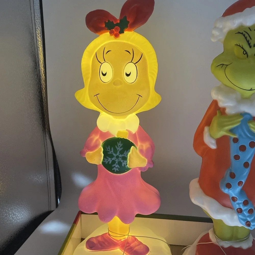 The Grinch and Cindy Lou  14 Inch Tabletop Blow Molds Light up NEW